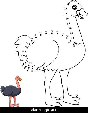 Ostrich coloring page for kids stock vector image art