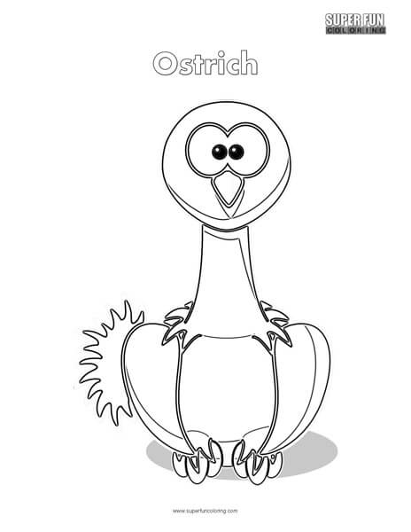 Cartoon ostrich coloring page