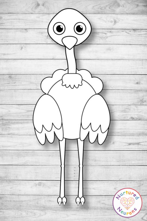 Cute build an ostrich craft cut and paste activity for kids