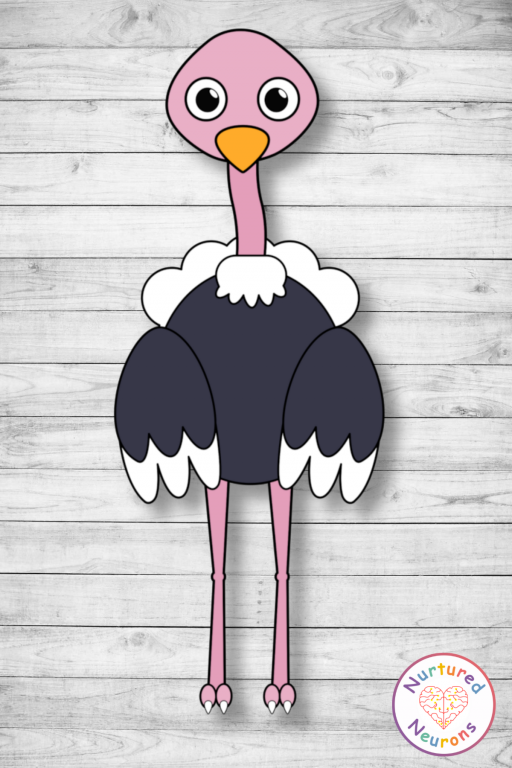 Cute build an ostrich craft cut and paste activity for kids