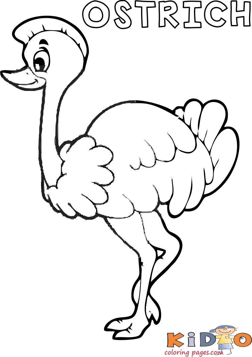 Ostrich coloring in page printable