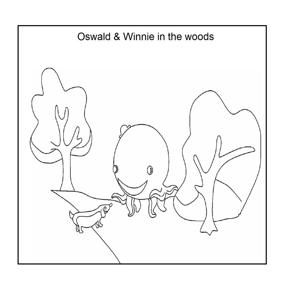 Oswald and winnie in the wood coloring printable