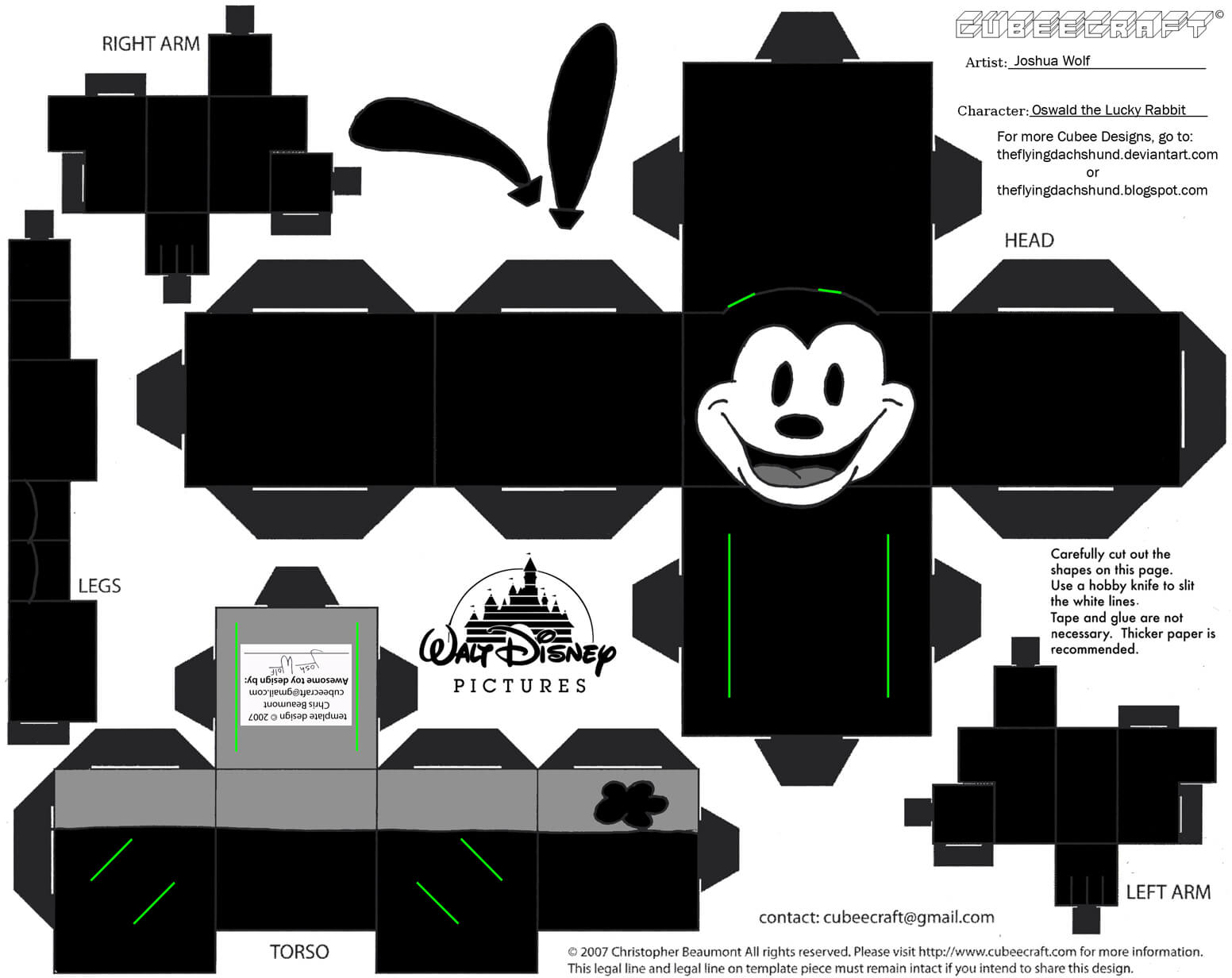 Oswald the lucky rabbit paper toy free printable papercraft templates