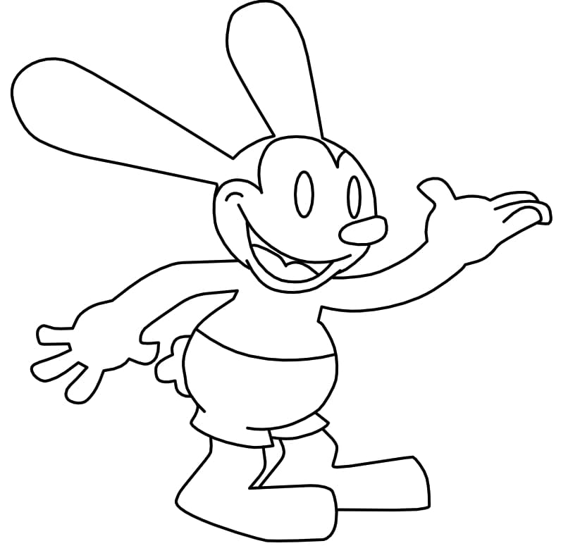 Friendly oswald the lucky rabbit coloring page