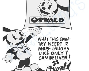 S vintage toons oswald the lucky rabbit image file jpg png svg image file for crafts digital download patible with cricut program