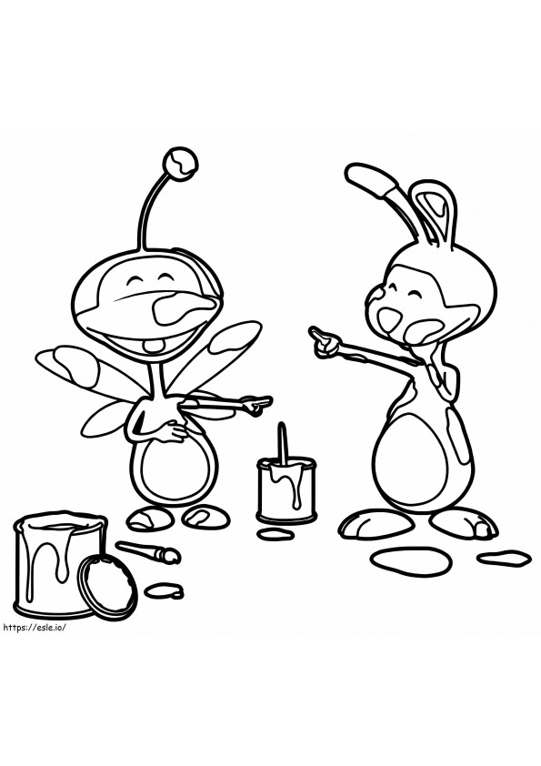 Uki and rabbit coloring page