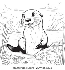 Otter coloring pages images stock photos d objects vectors