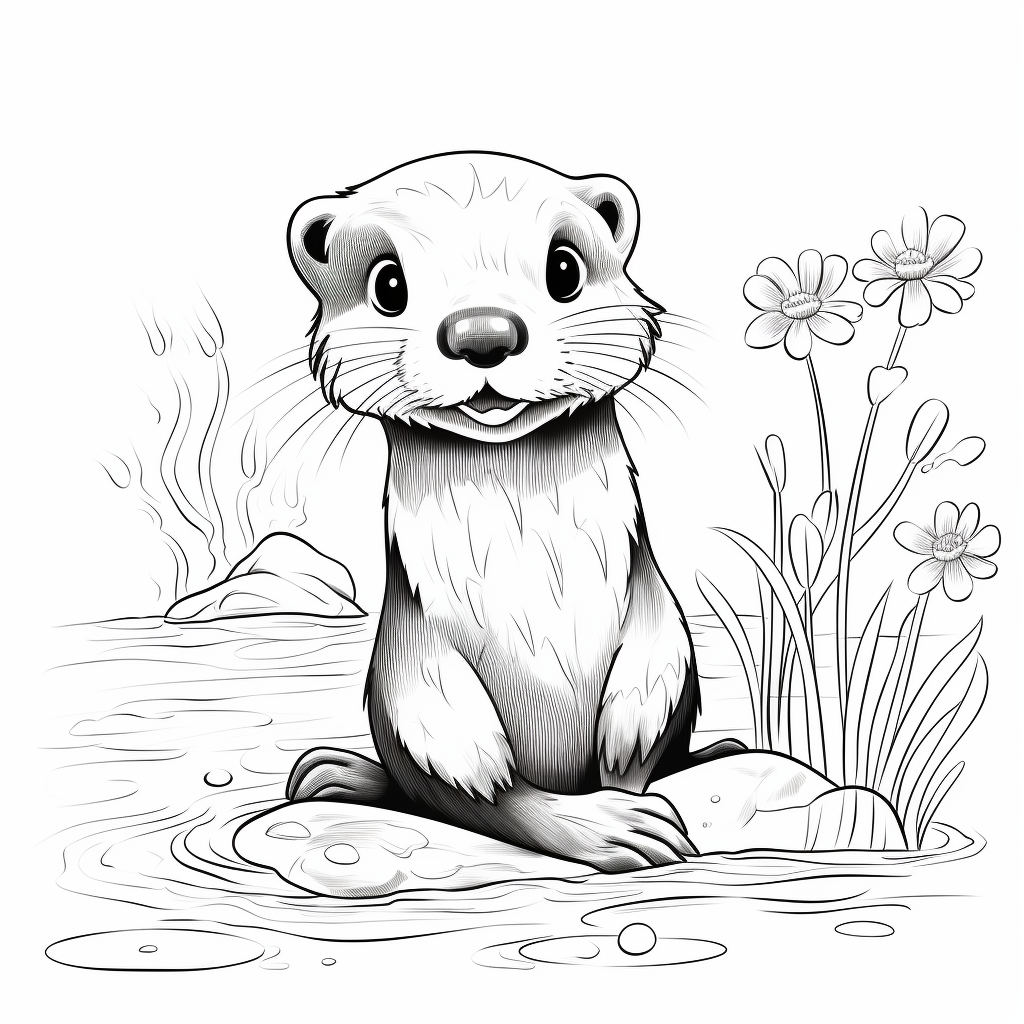 Baby otter coloring pages