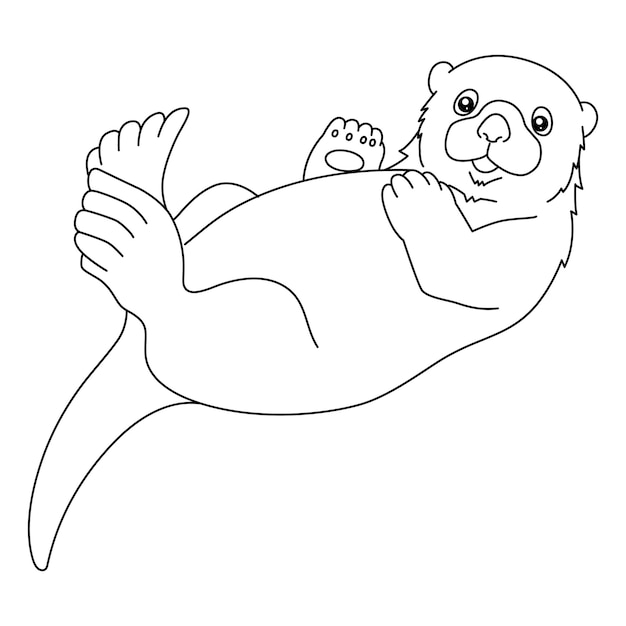 Premium vector sea otter coloring page isolated for kids