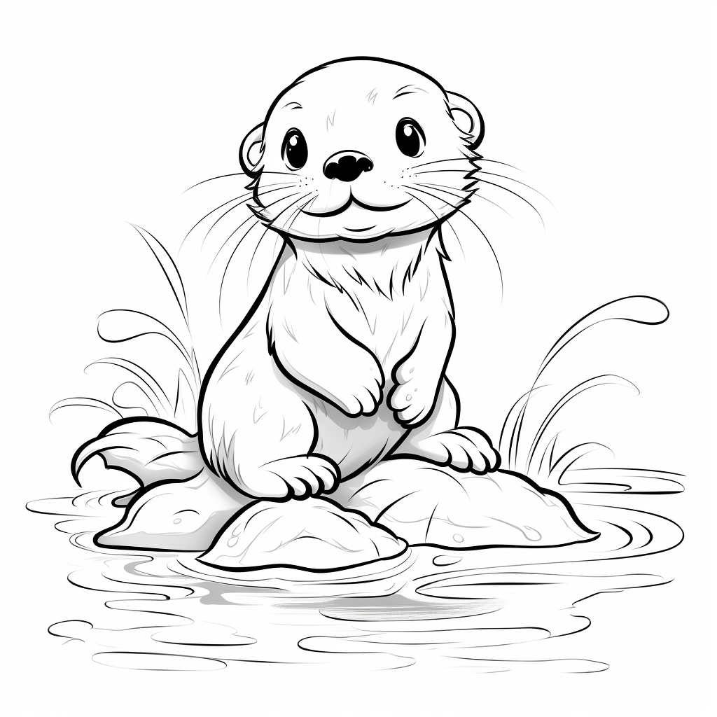 Baby otter coloring pages