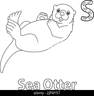 Sea otter coloring page for kids stock vector image art