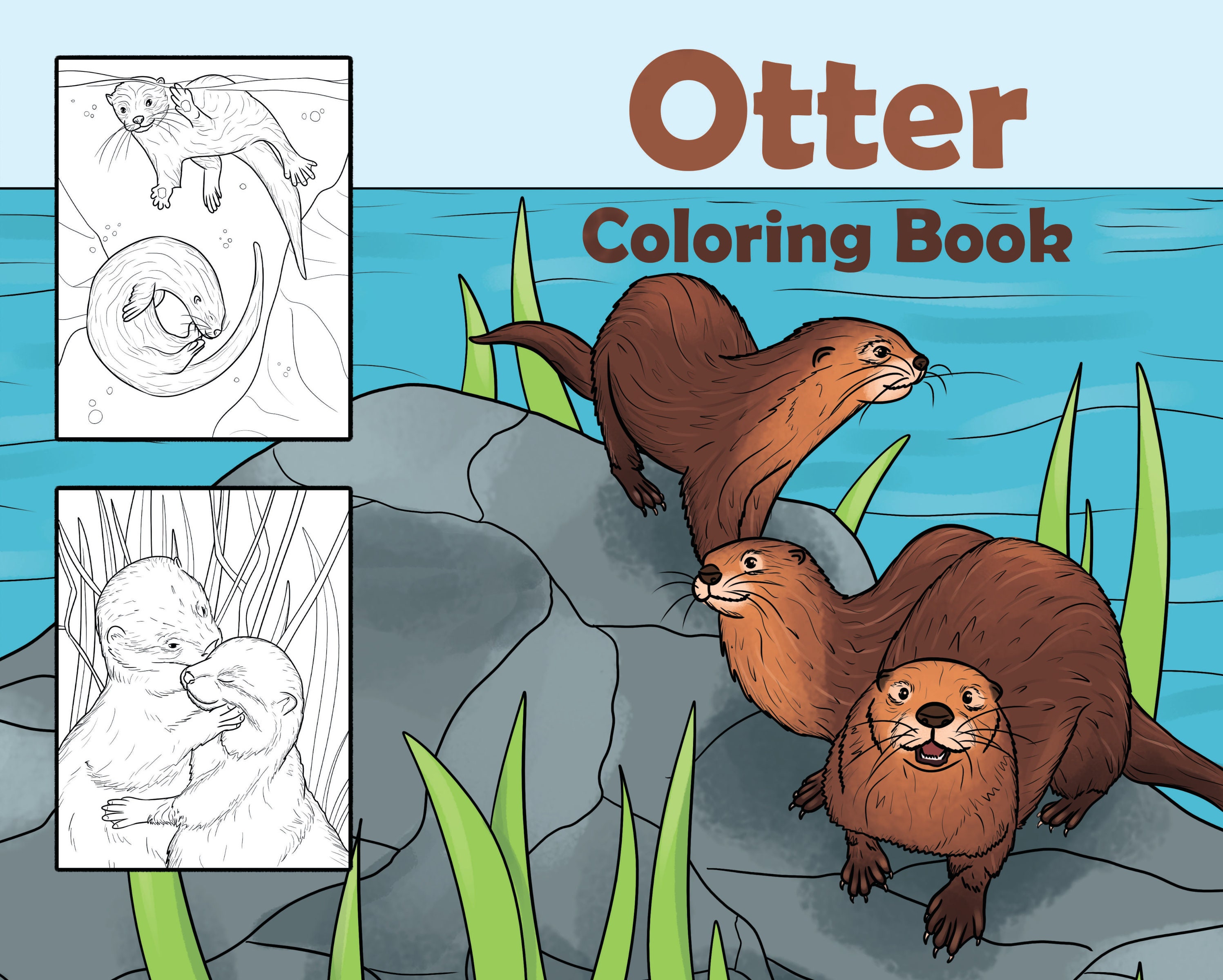 Otter coloring book digital coloring sheets otter gifts