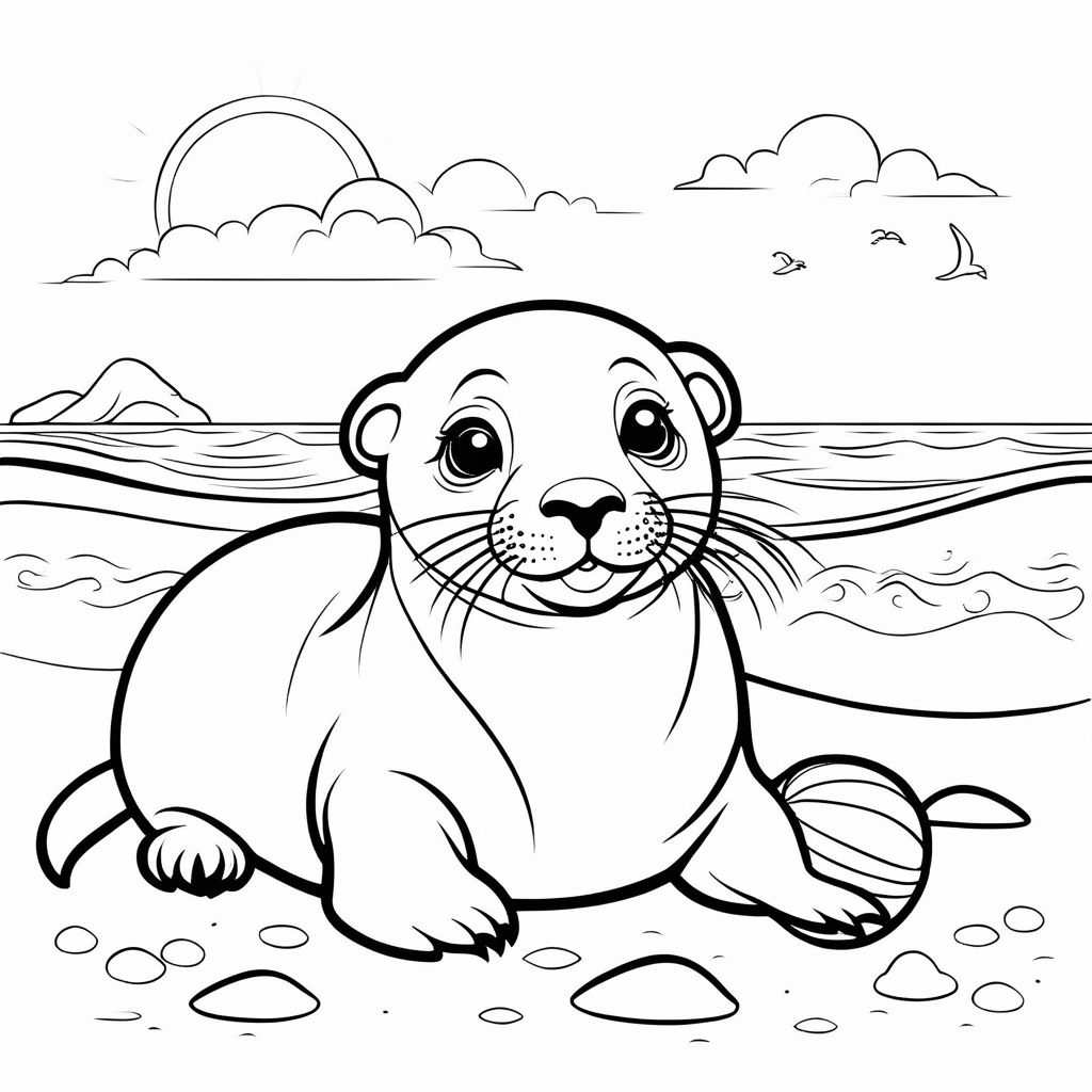 Coloring book template ornamental otter