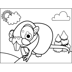 Cute mole coloring page