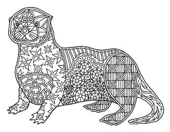 Sea otter zentangle coloring page by pamela kennedy tpt