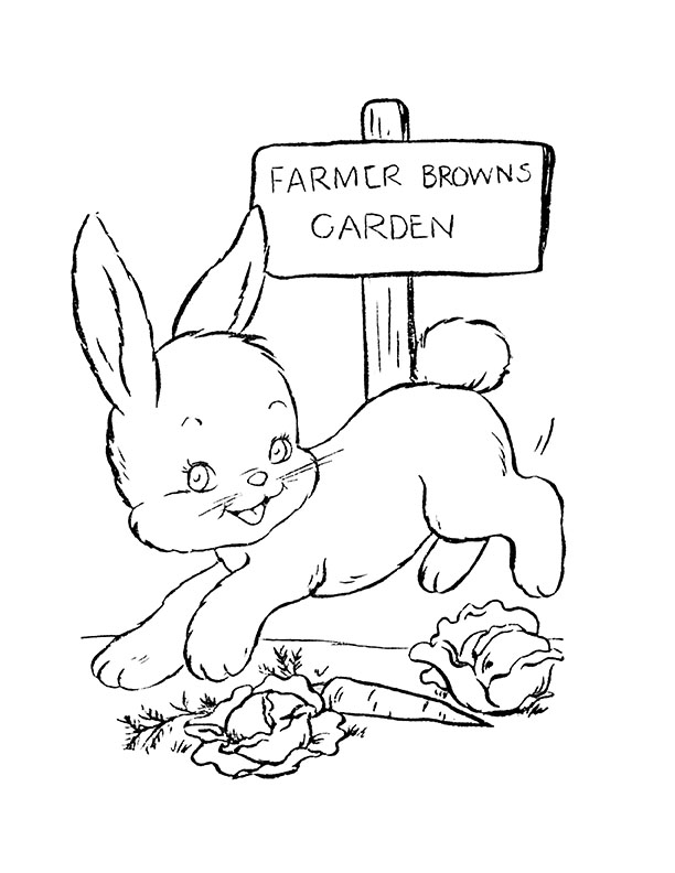 Bunny coloring pages vintage