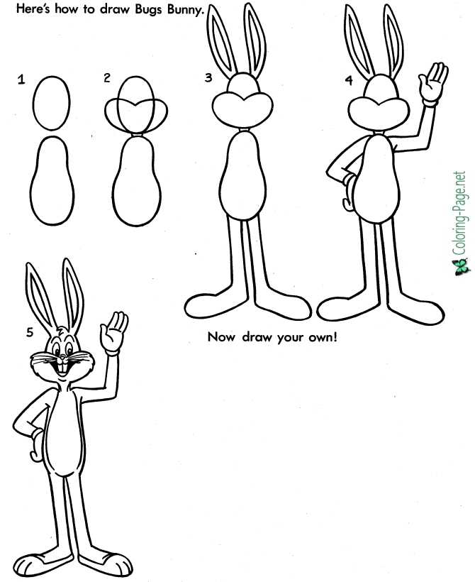 How to draw bugs bunny