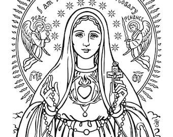 Digital download our lady of fatima coloring page