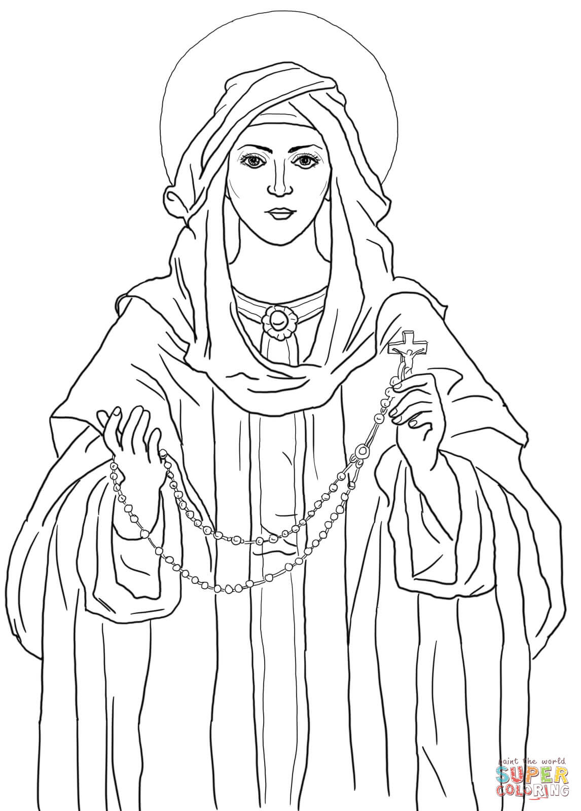 Our lady of the rosary coloring page free printable coloring pages