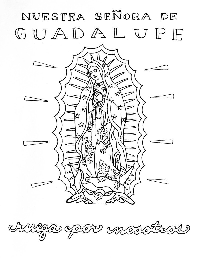 Our lady of guadalupenuestra seãora de guadalupe coloring page espaãolenglish download now