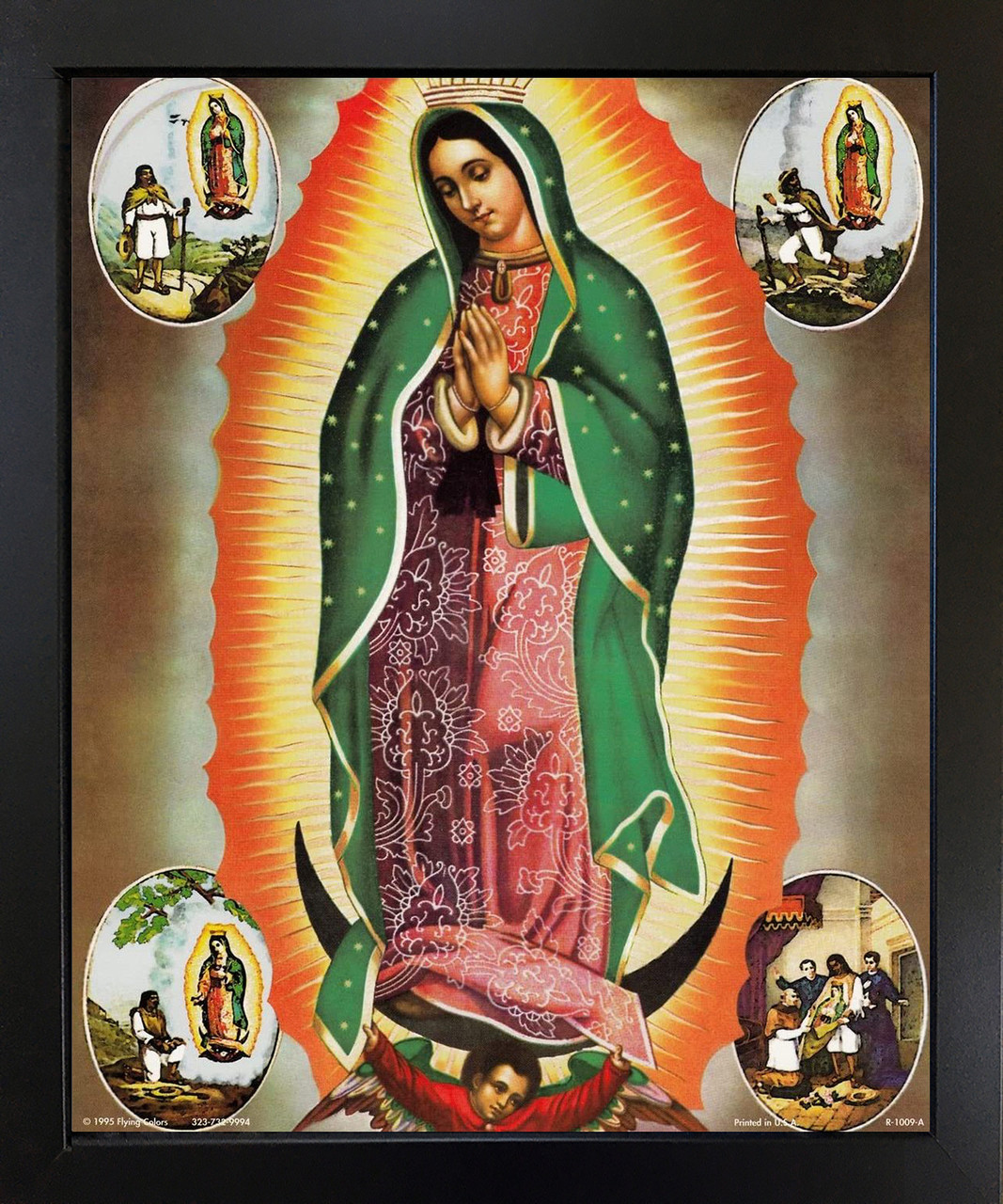 Virgin mary our lady of guadalupe mexican la virgen de black framed wall decor art print picture x