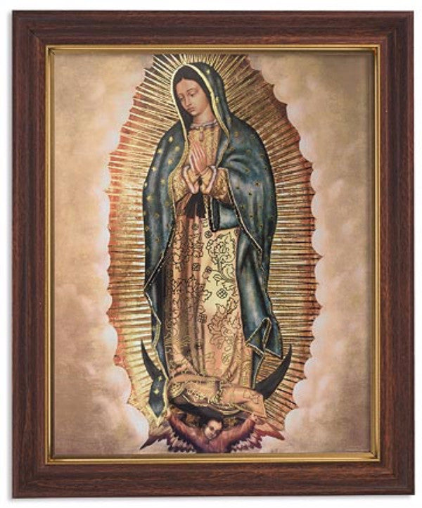 Praying our lady of guadalupe print in woodtone frame â beattitudes religious gifts