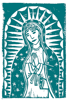 Look to him and be radiant our lady of guadalupe free block print