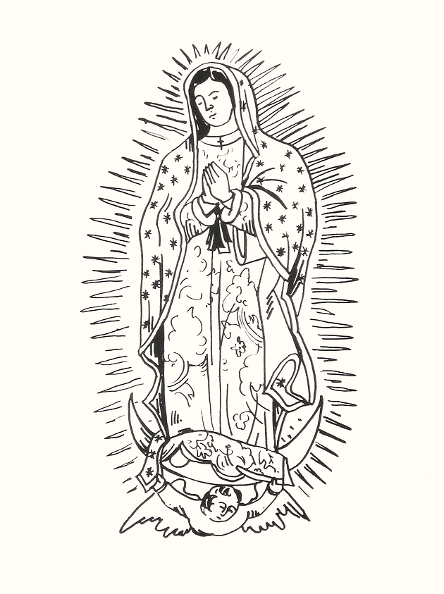 Our lady of guadalupe print black and white prints by paul