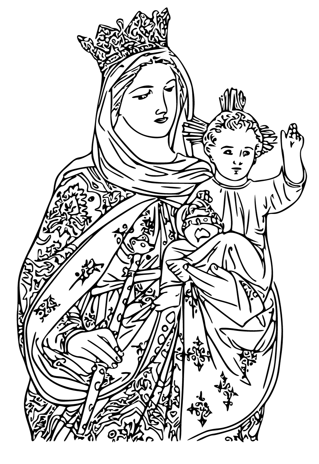 Free printable catholic mother coloring page for adults and kids