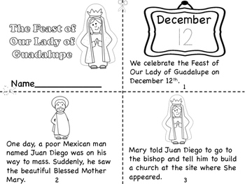 The feast of our lady of guadalupe mini book and coloring page tpt