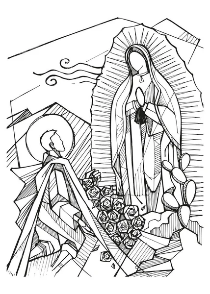 Digital illustration drawing our lady guadalupe stock vector by bernardojbp