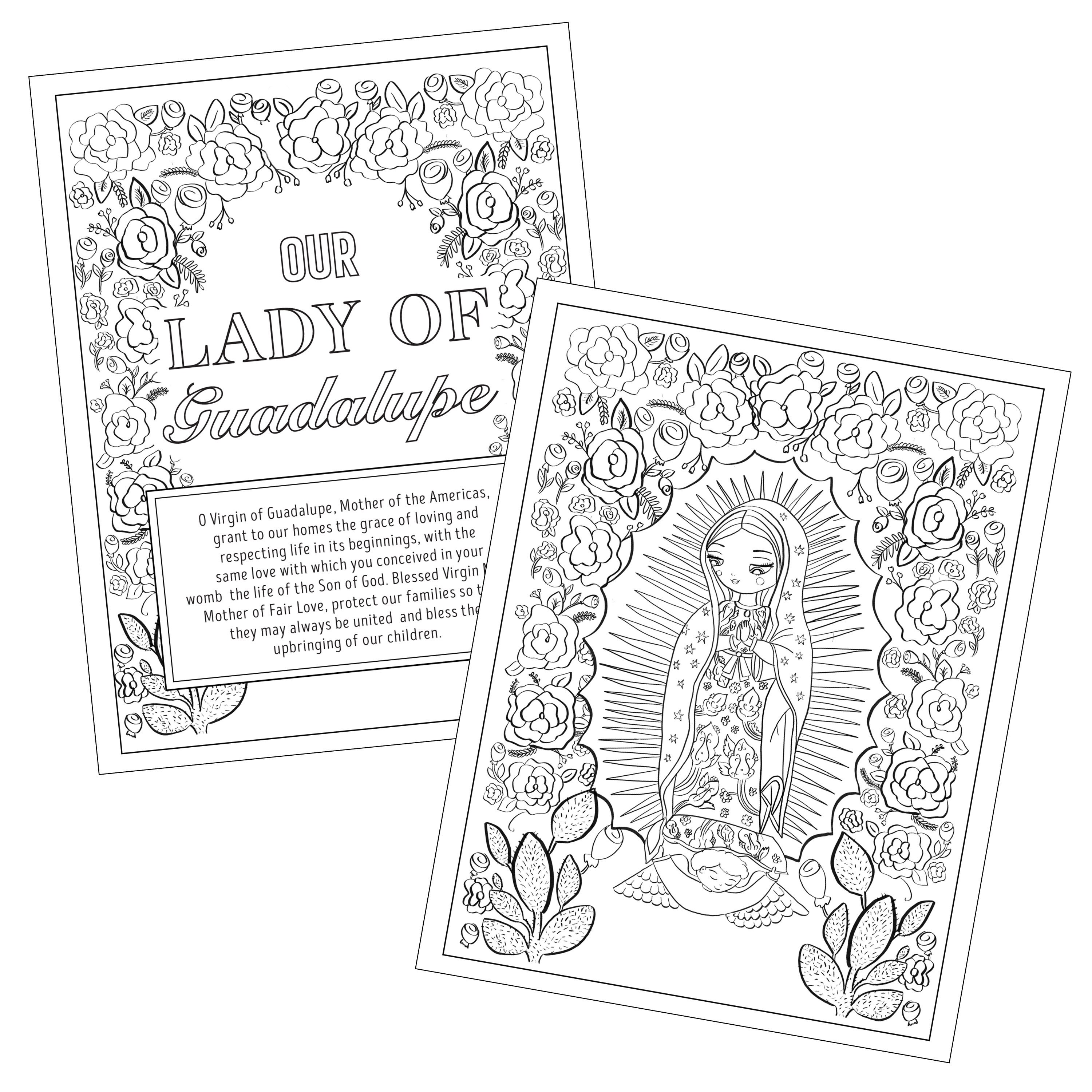 Our lady of guadalupe coloring page download now