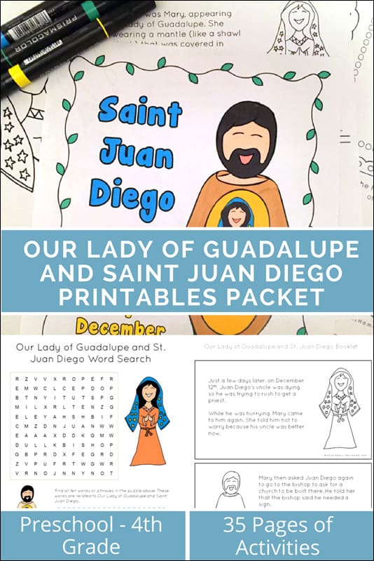 Our lady of guadalupe printables and worksheet packet