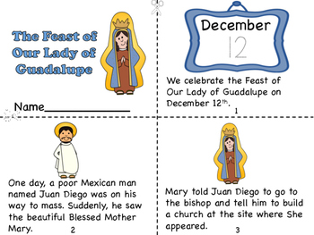 The feast of our lady of guadalupe mini book and coloring page tpt