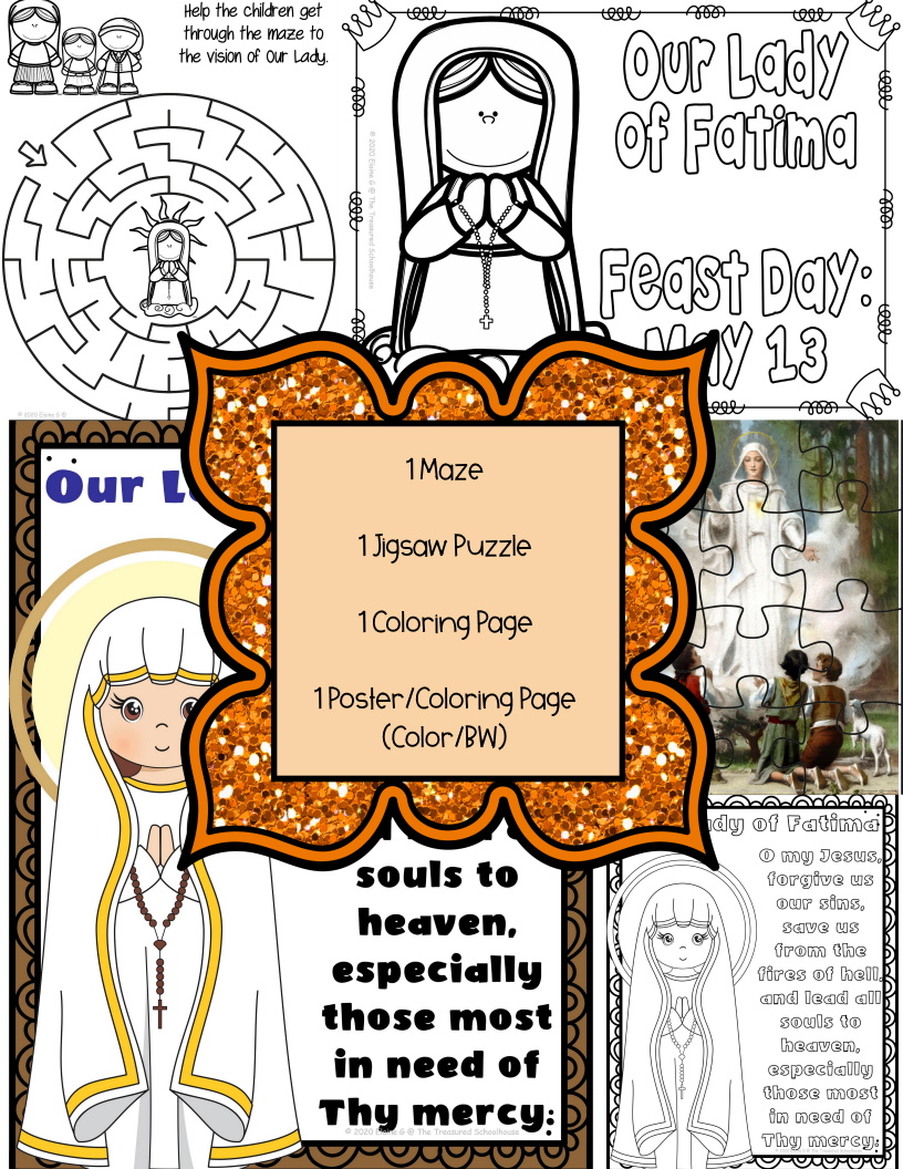 Our lady of fatima worksheet and activity pack