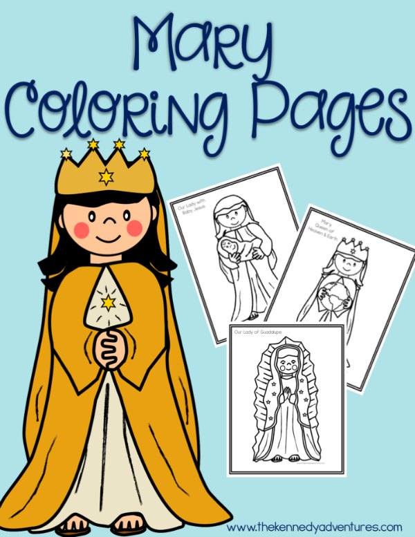 Mary coloring pages for catholic kids