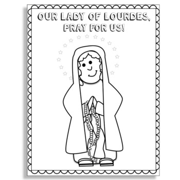 Our lady of lourdes coloring page freebie by growing in grace and knowledge