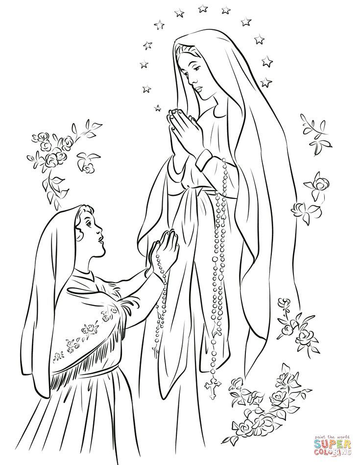 Our lady of lourdes coloring page free printable coloring pages our lady of lourdes lady of lourdes catholic coloring