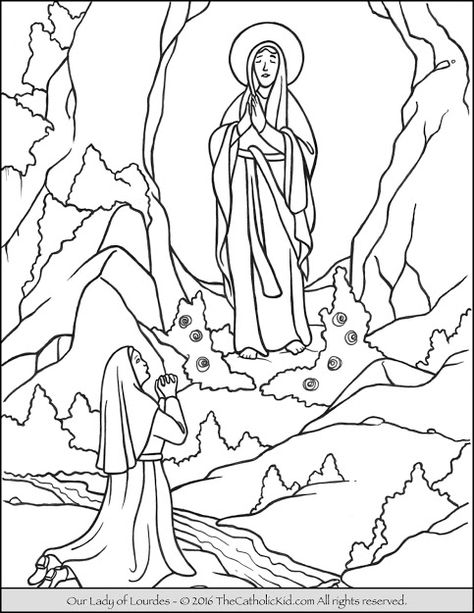 Our lady of lourdes coloring page catholic coloring coloring pages free coloring pages