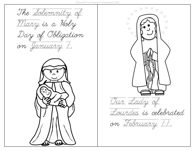 Celebrations for mary booklet in cursive made by teachers