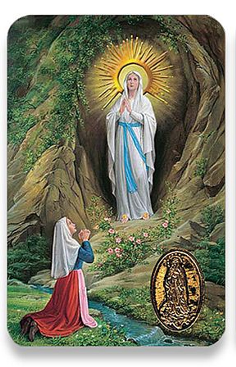 Our lady of lourdes holy card spanish ccs