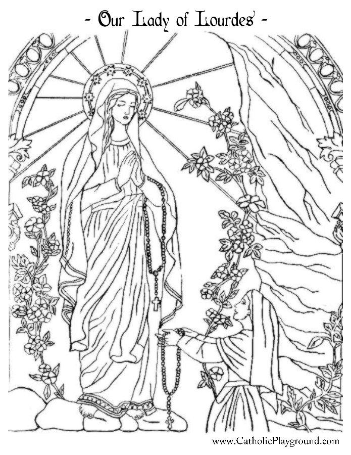 Our lady of lourdes coloring page catholic playground