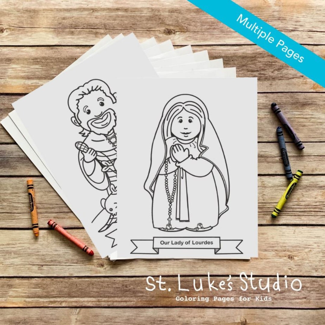 Collection of saints bundle volume of coloring pages for catholic kids digital download print yourself and color