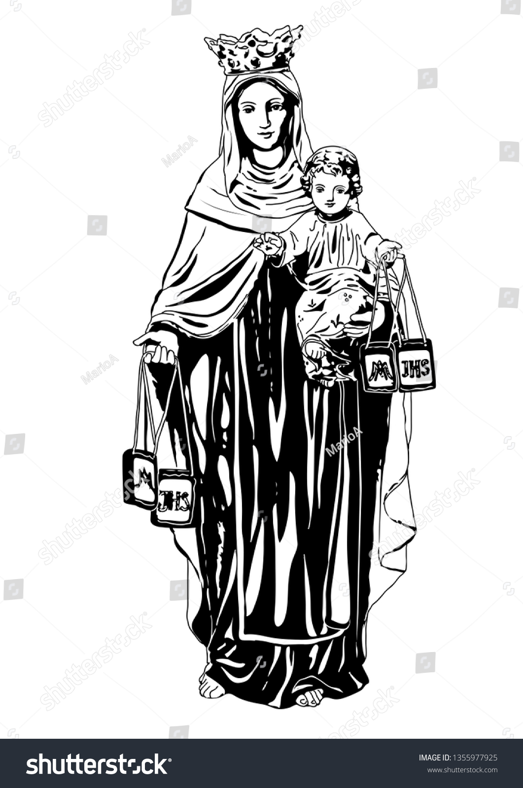 Our lady mount carmel virgin mary stock vector royalty free