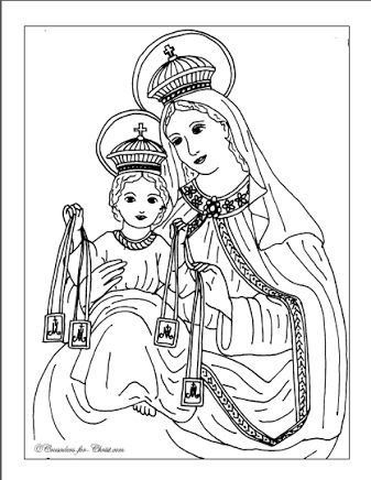 Our lady of mt carmel coloring sheets â