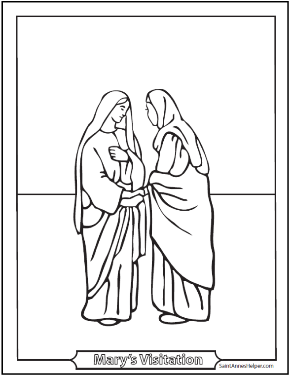 Visitation coloring page mary visits elizabeth