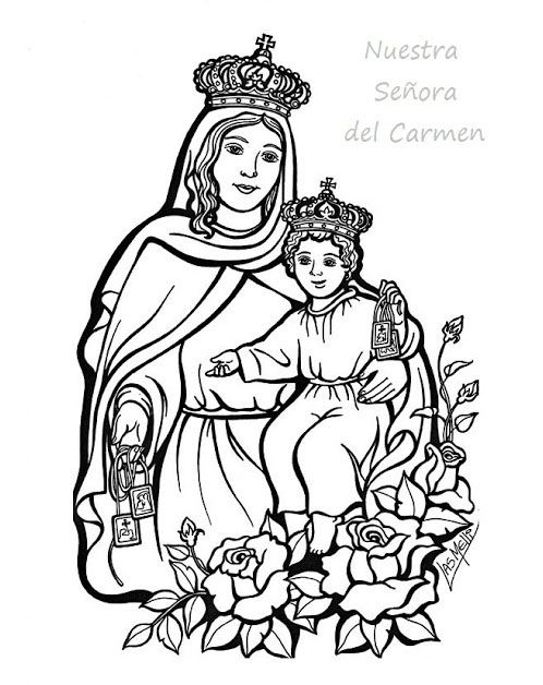 Our lady of mt carmel coloring sheets tatuaje virgen virgen marãa dibujo iglesia dibujo