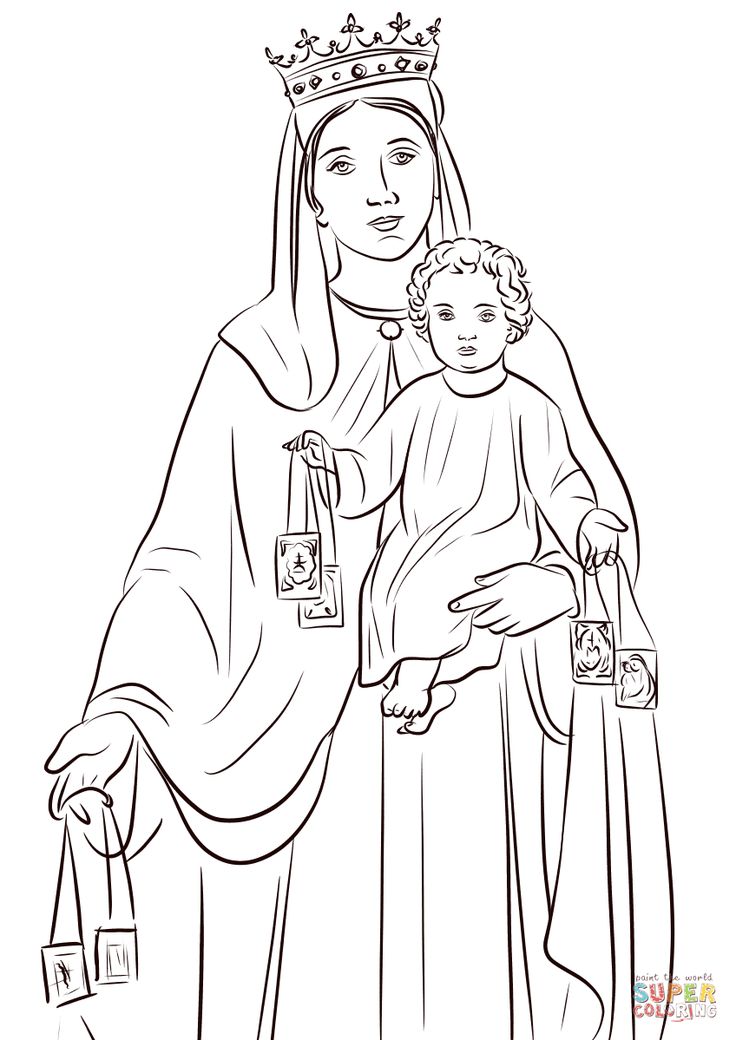 Our lady of carmel coloring page free printable coloring pages jesus drawings catholic coloring coloring pages