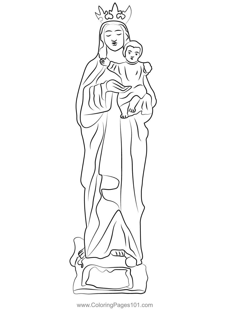 Saint maria sculpture coloring page for kids