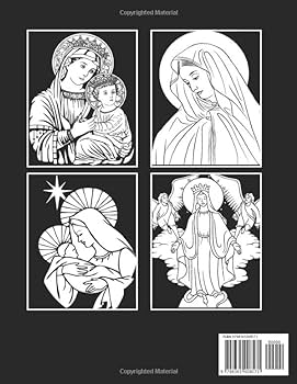 Midnight blessed virgin mary loring book divine illustrations of the most holy virgin mary on black background for kids adults to relieve stress joy rainbow books